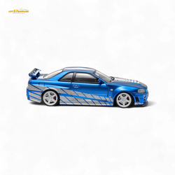 Fast Speed Skyline GT-R R34 Nismo Z-Tune - Blue with Silver Stripes 1:64 (ONLINE ORDER ONLY)