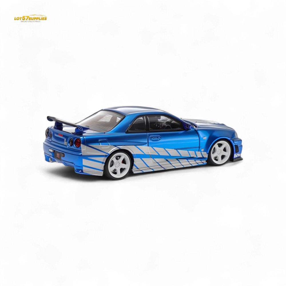 Fast Speed Skyline GT-R R34 Nismo Z-Tune - Blue with Silver Stripes 1:64 (ONLINE ORDER ONLY)