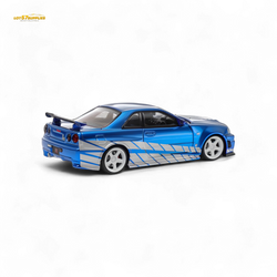 Fast Speed Skyline GT-R R34 Nismo Z-Tune - Blue with Silver Stripes 1:64 (ONLINE ORDER ONLY)