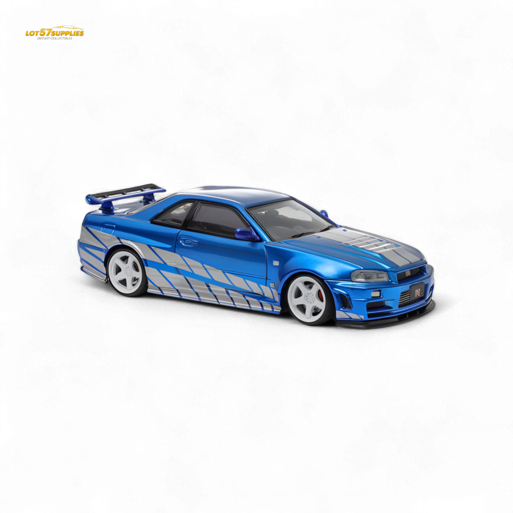Fast Speed Skyline GT-R R34 Nismo Z-Tune - Blue with Silver Stripes 1:64 (ONLINE ORDER ONLY)