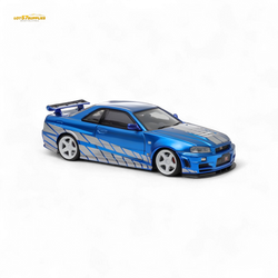Fast Speed Skyline GT-R R34 Nismo Z-Tune - Blue with Silver Stripes 1:64 (ONLINE ORDER ONLY)