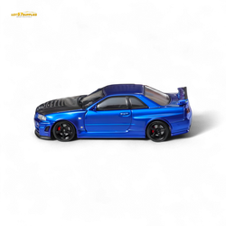 Fuji Skyline R34 GT-R Nismo Z-Tune - Bayside Blue with Carbon Hood 1:64 (ONLINE ORDER ONLY)