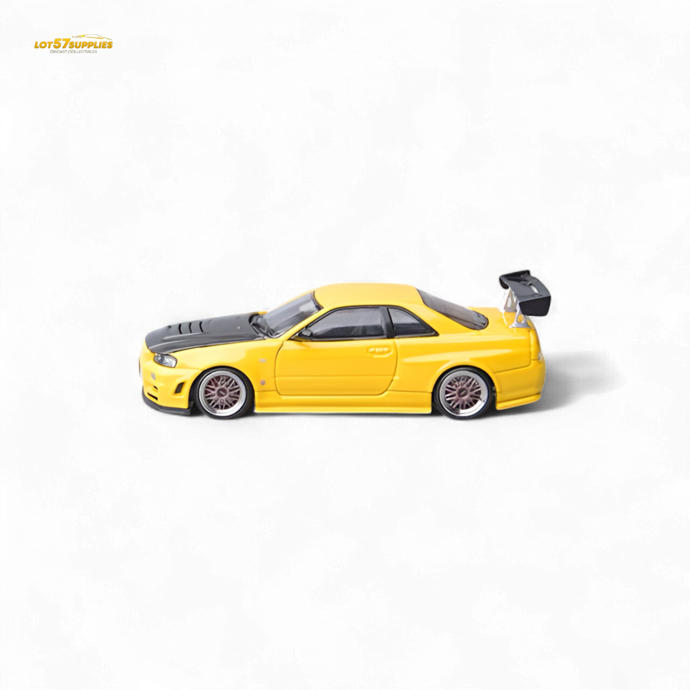 Focal horizon Skyline GT-R R34 Z-Tune Carbon-Hood Version - Yellow 1:64 (ONLINE ORDER ONLY)