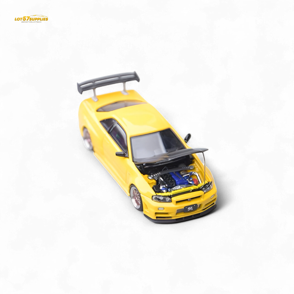 Focal horizon Skyline GT-R R34 Z-Tune Carbon-Hood Version - Yellow 1:64 (ONLINE ORDER ONLY)