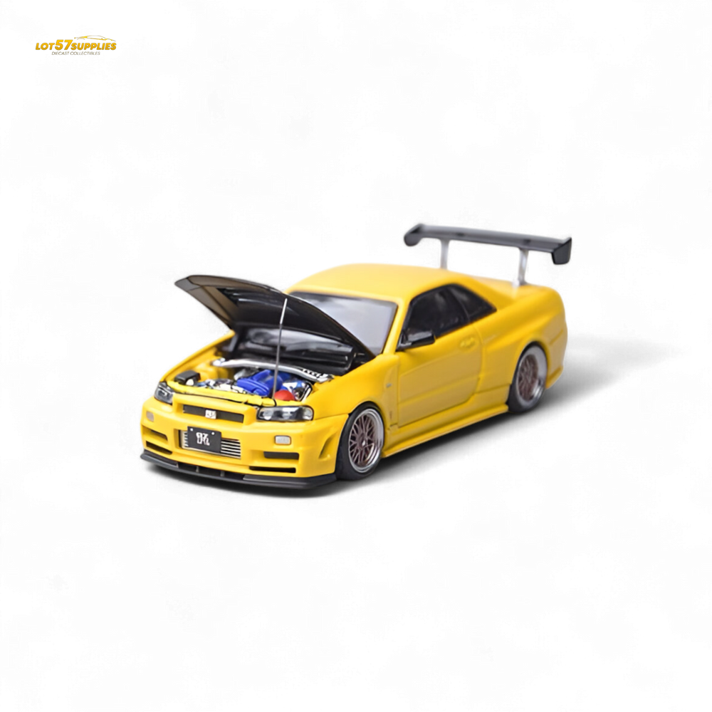 Focal horizon Skyline GT-R R34 Z-Tune Carbon-Hood Version - Yellow 1:64 (ONLINE ORDER ONLY)