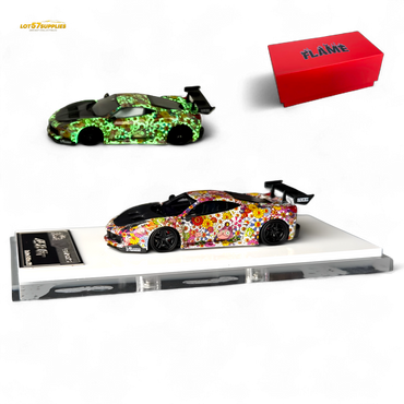 Flame Supercar LB458GT LB Wide-Body - Takashi Murakami Flower Livery - Glows in dark 1:64 Resin (ONLINE ORDER ONLY)