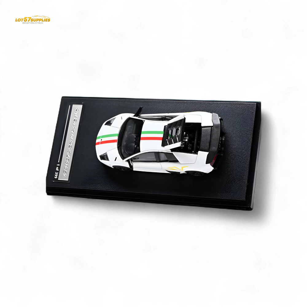 High Rev Model Lamborghini Murcielago LP670-4 SV - White Italian Stripes 1:64 (ONLINE ORDER ONLY)