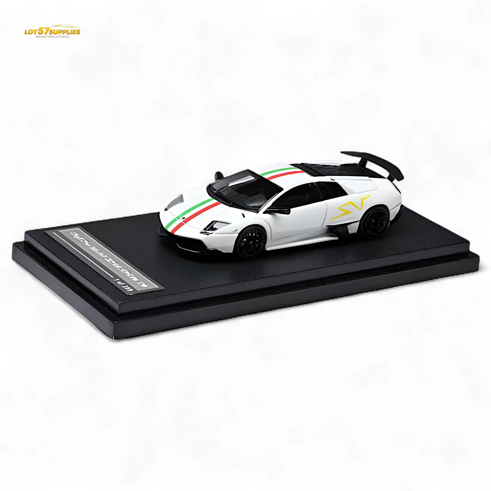 High Rev Model Lamborghini Murcielago LP670-4 SV - White Italian Stripes 1:64 (ONLINE ORDER ONLY)
