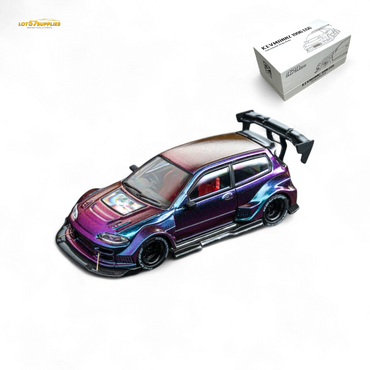 DCM Kevmannz 1996 EG6 Hatchback Black Wheels - Chameleon - Short Spoiler 1:64 (ONLINE ORDER ONLY)