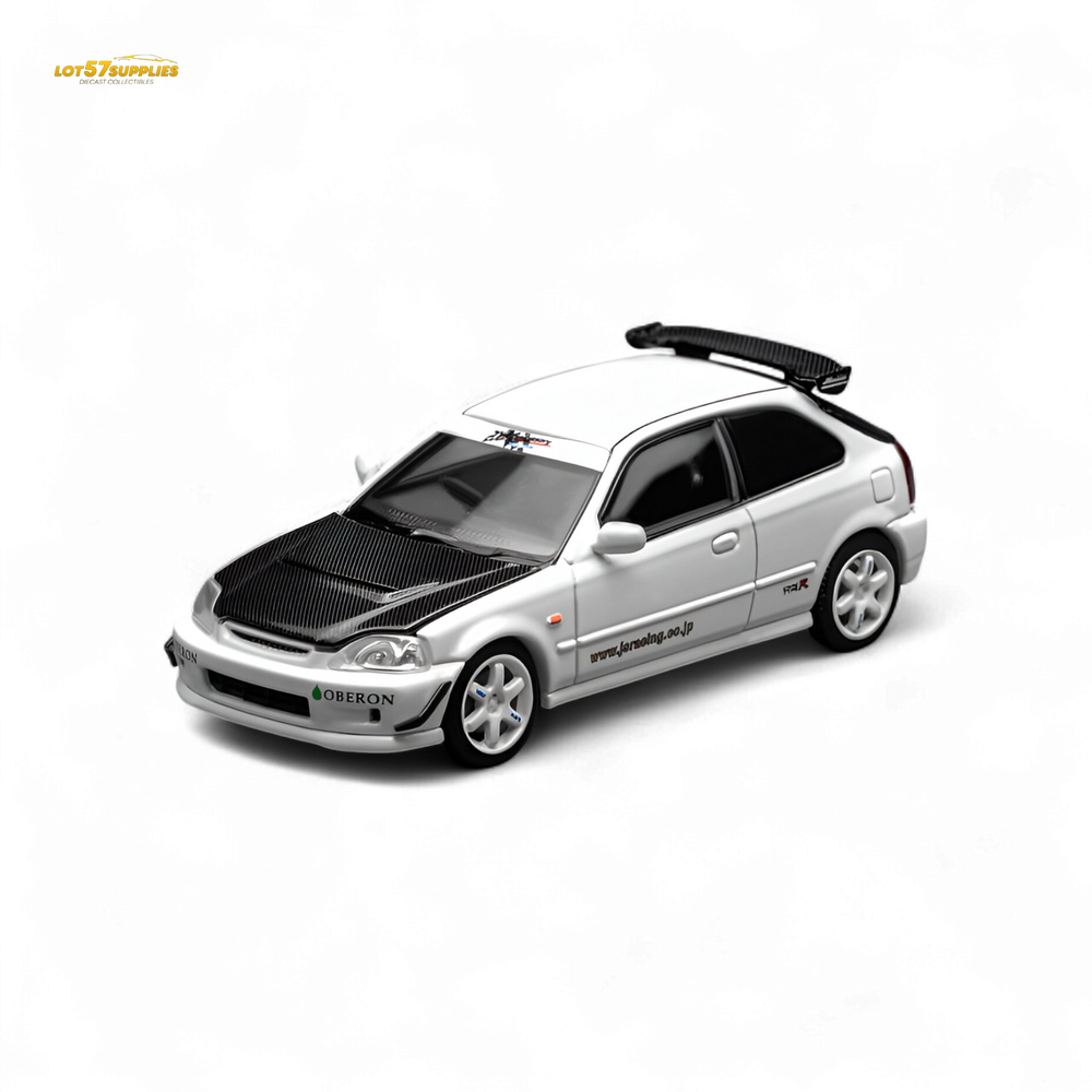 (Pre-Order) Motorhelix Honda Civic Type R (EK9) - J's Racing Livery White 1:64 (ONLINE ORDER ONLY)