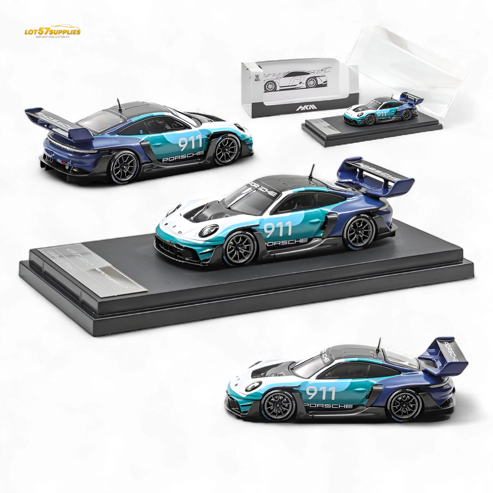 (Pre-Order) HKM 911 GT3 R Rennsport - Blue-White #911 1:64 (ONLINE ORDER ONLY)