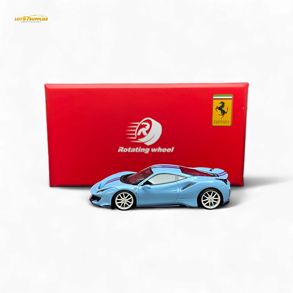 Rotating Wheel 488 Pista - Prata Blue - Foshan Show 2025 1:64 (ONLINE ORDER ONLY)