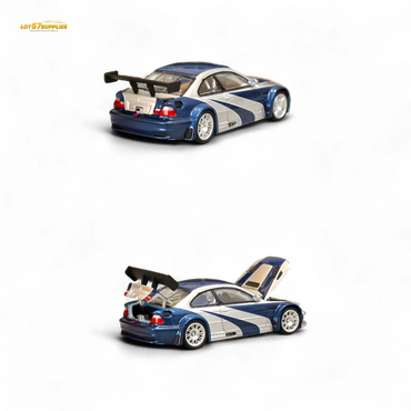 (Pre-Order) Ghost Player BMW E46 M3 GTR - Silver Blue Classic NFS Livery 1:64 (ONLINE ORDER ONLY)