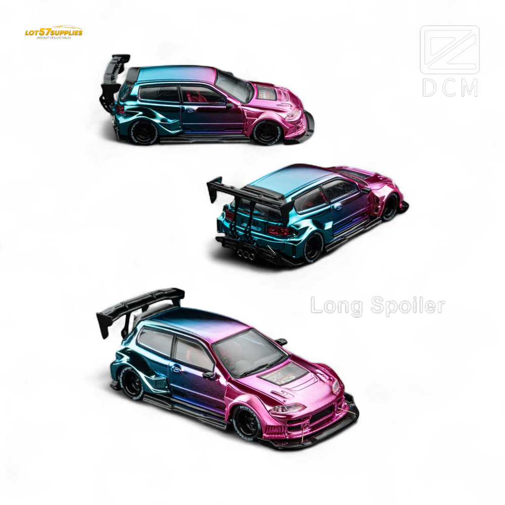 DCM Kevmannz 1996 EG6 Hatchback Wide Body - Dazzling Colorful Long Spoiler 1:64 (ONLINE ORDER ONLY)