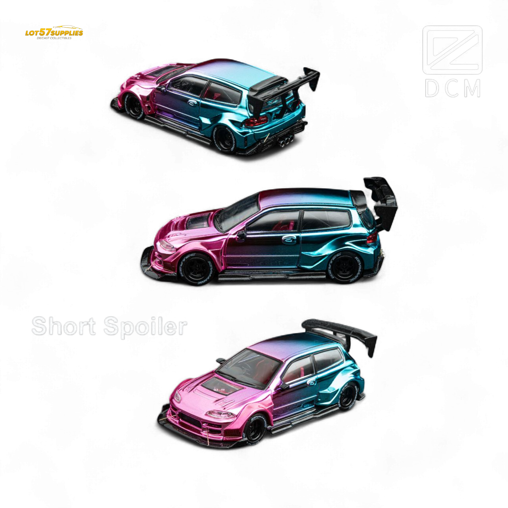 DCM Kevmannz 1996 EG6 Hatchback Wide Body - Dazzling Colorful Short Spoiler 1:64 (ONLINE ORDER ONLY)