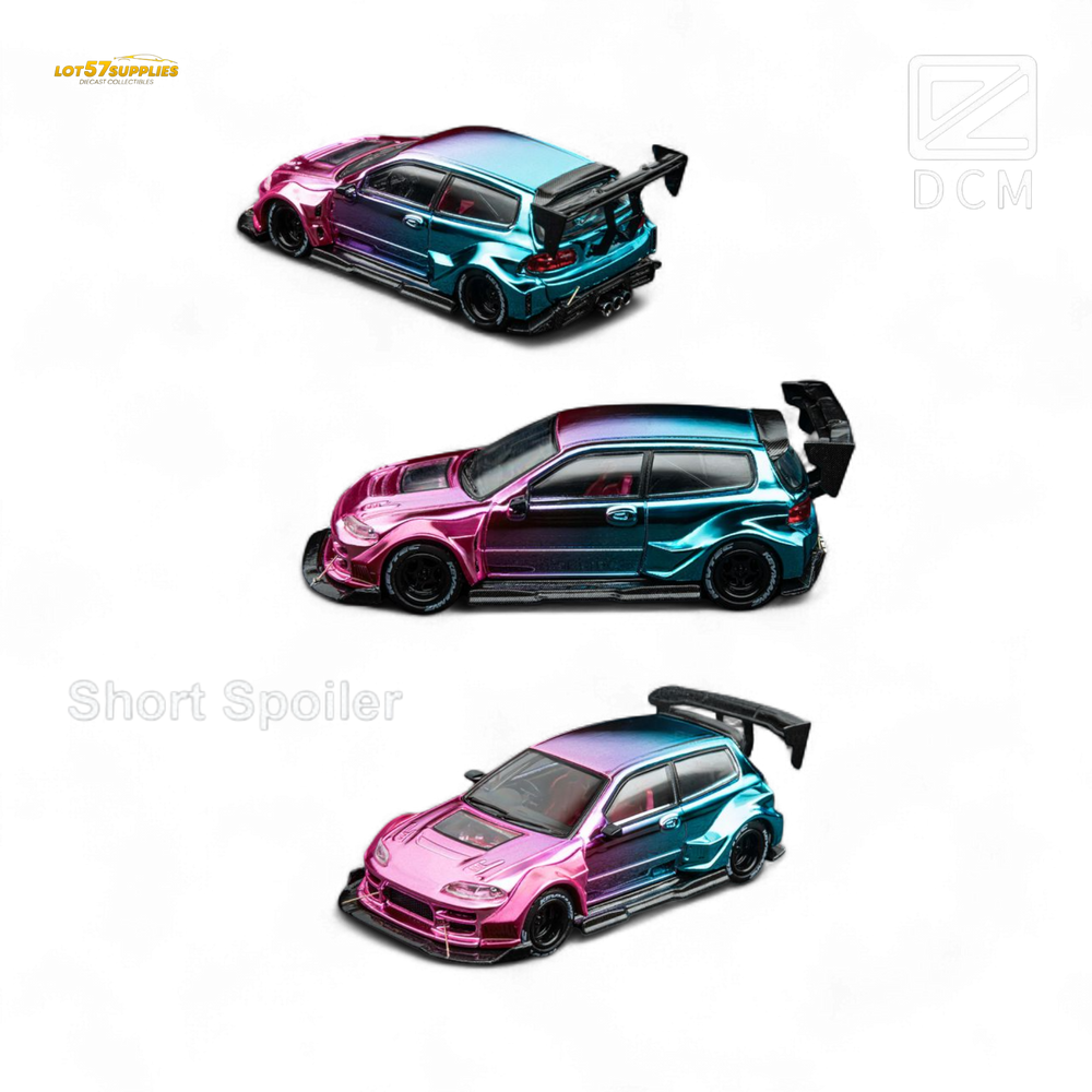 DCM Kevmannz 1996 EG6 Hatchback Wide Body - Dazzling Colorful Short Spoiler 1:64 (ONLINE ORDER ONLY)