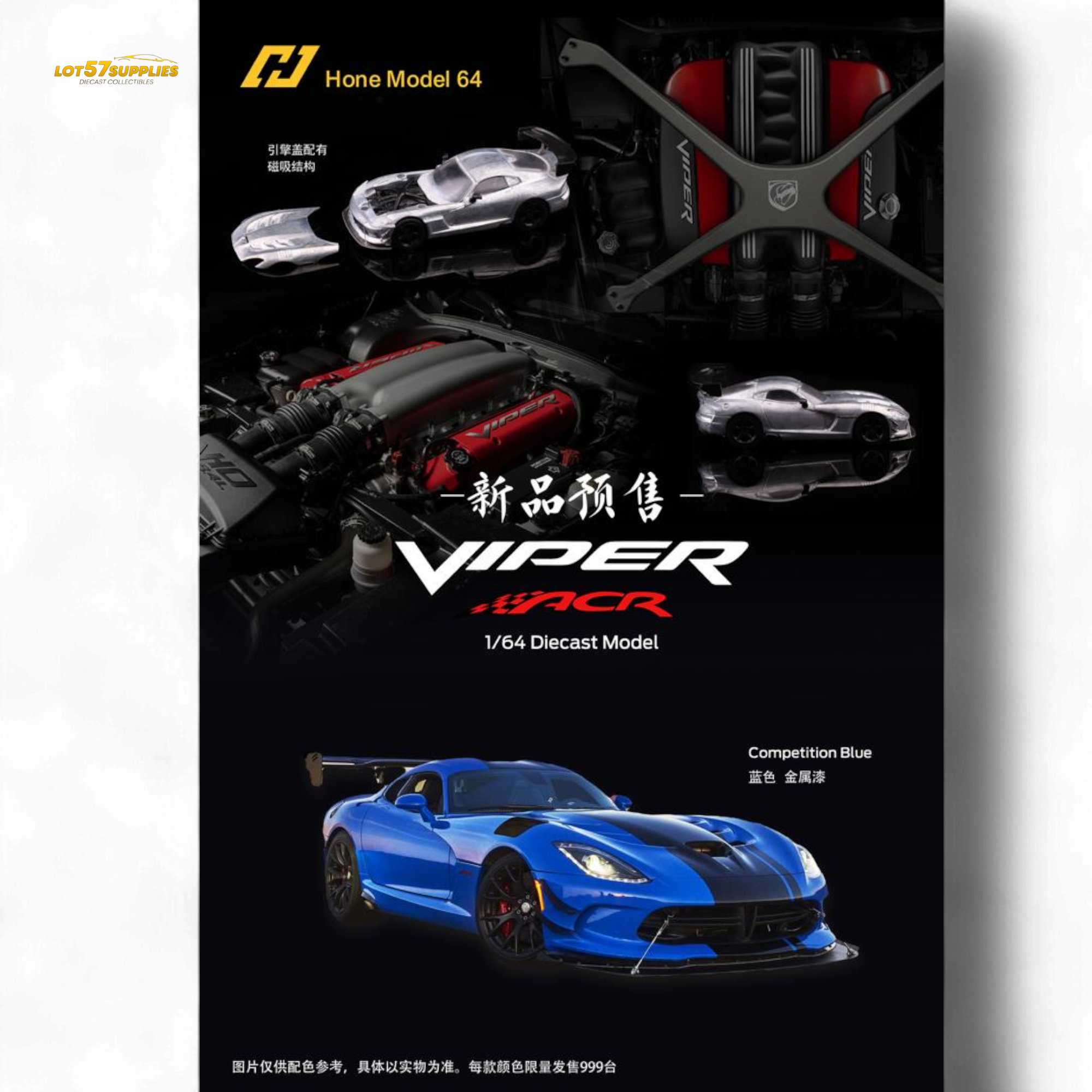 (Pre-Order) Hone Model Dodge VIPER ACR - Competition Blue 1:64 (ONLINE ORDER ONLY)