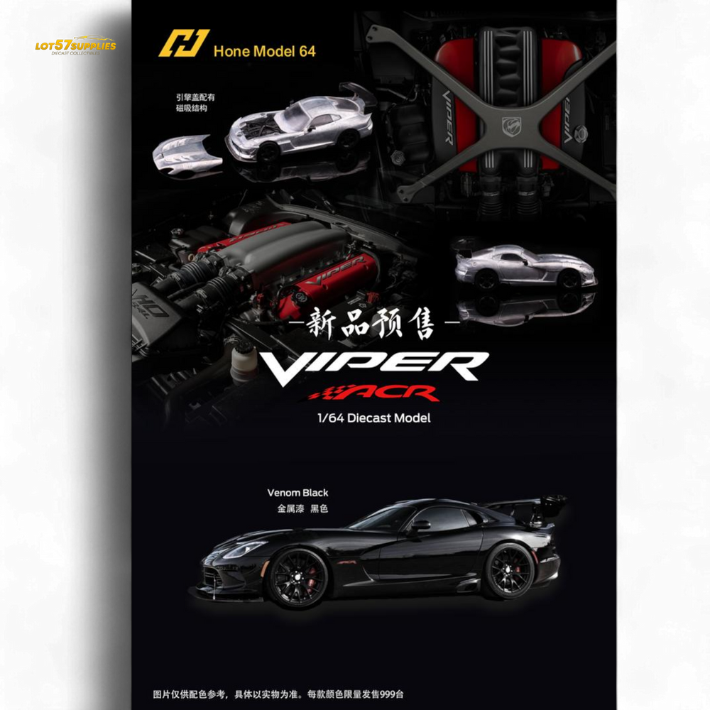 (Pre-Order) Hone Model Dodge VIPER ACR - Venom Black 1:64 (ONLINE ORDER ONLY)