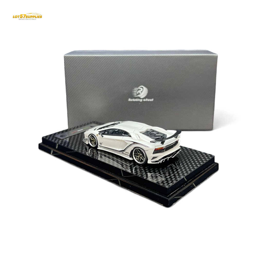(Pre-Order) Rotating Wheel Rowen Aventador S - Pearl White 1/64 (ONLINE ORDER ONLY)
