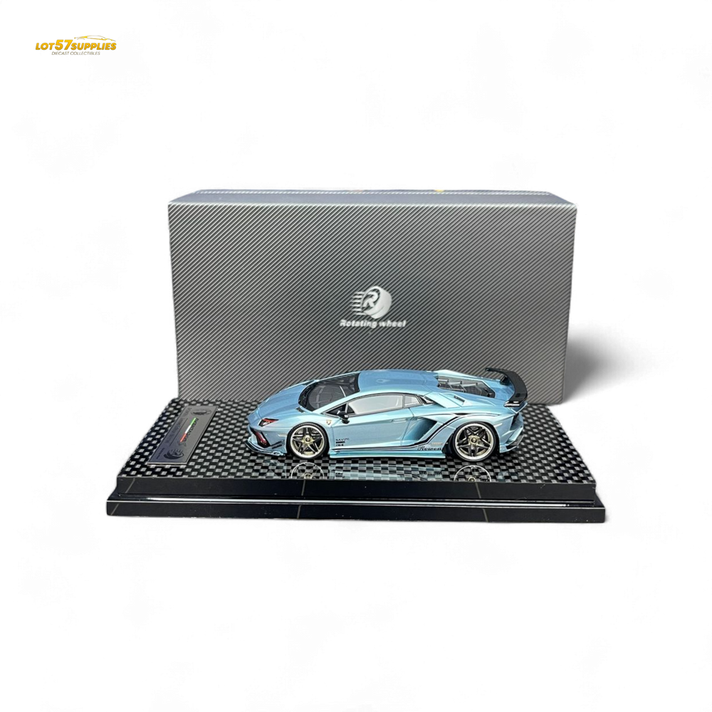 (Pre-Order) Rotating Wheel Rowen Aventador S - Ice Blue 1/64 (ONLINE ORDER ONLY)