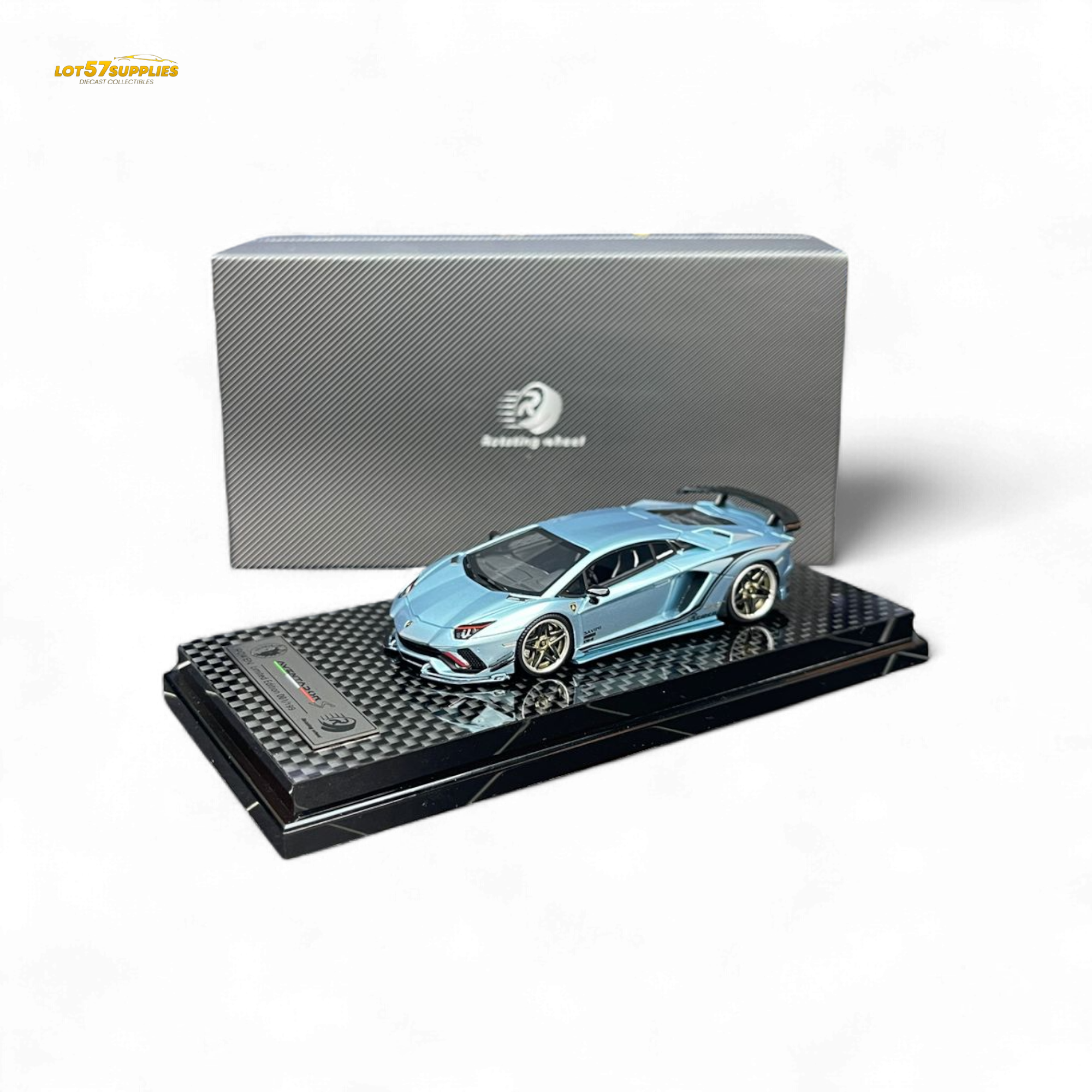 (Pre-Order) Rotating Wheel Rowen Aventador S - Ice Blue 1/64 (ONLINE ORDER ONLY)
