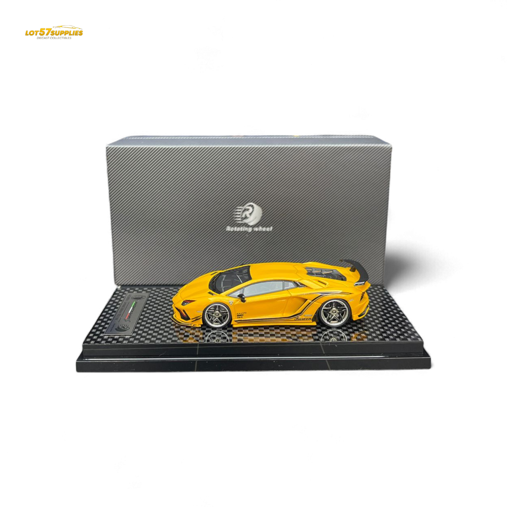 (Pre-Order) Rotating Wheel Rowen Aventador S - Pearl Yellow 1/64 (ONLINE ORDER ONLY)
