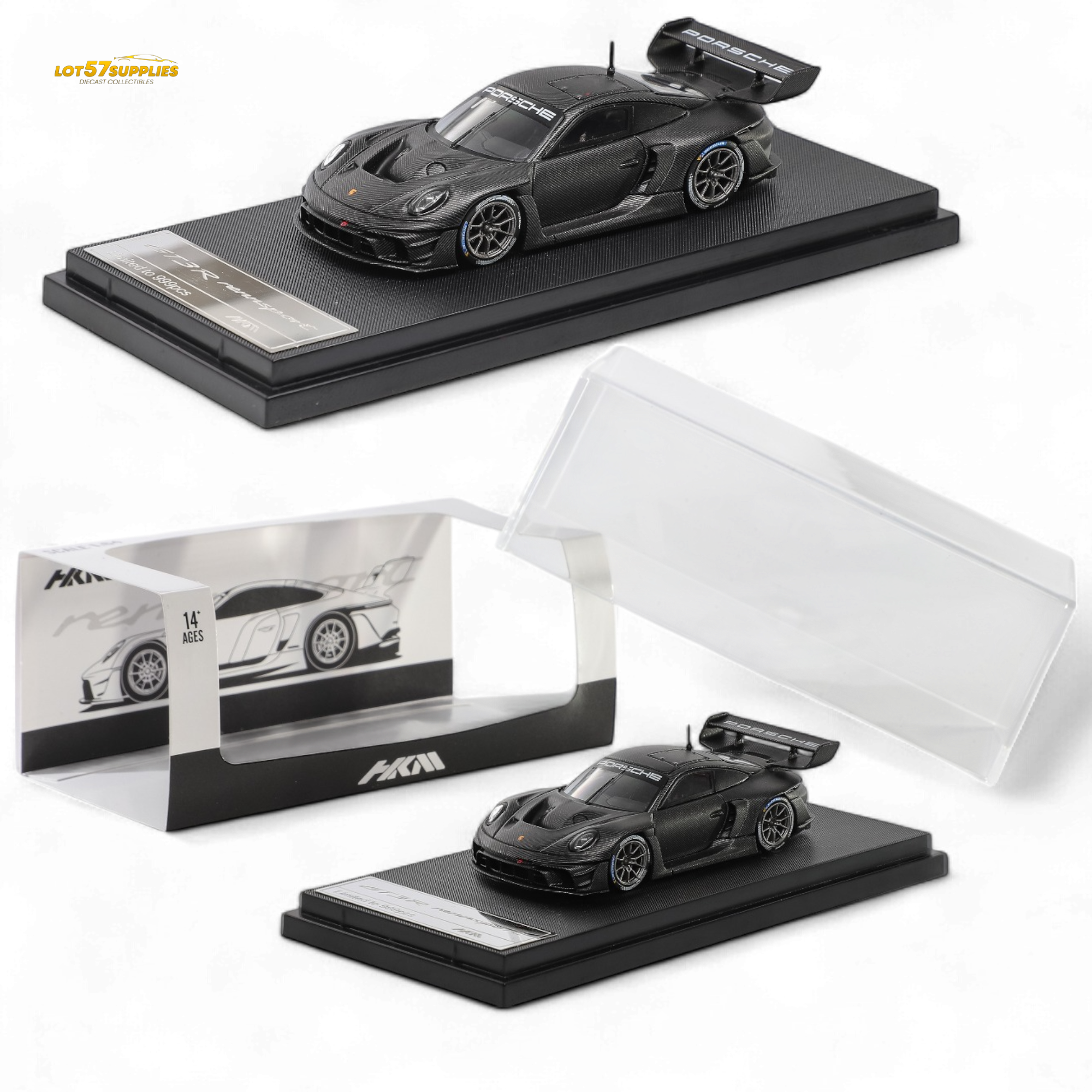 (Pre-Order) HKM 911 (992) GT3 R Rennsport - Full Carbon Black 1:64 (ONLINE ORDER ONLY)