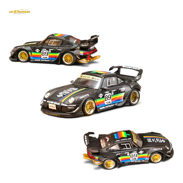 (Pre-Order) Street Weapon RWB 993 - Matte Black Apple Livery - Low Tail 1:64 (ONLINE ORDER ONLY)