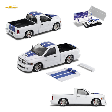(Pre-Order) GCD Dodge RAM SRT-10 - White Blue Stripe (LHD) 1:64 (ONLINE ORDER ONLY)