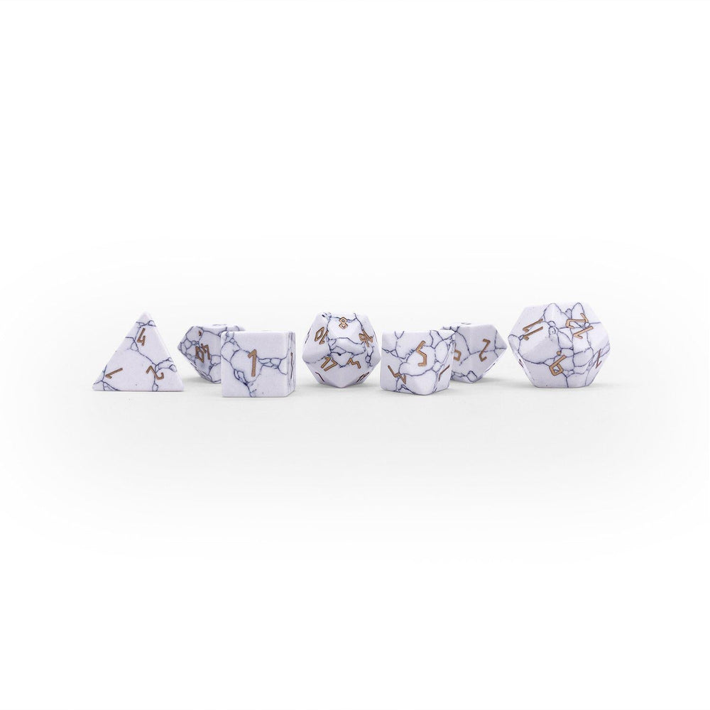 White Howlite - 7 Piece RPG Set Gemstone Dice (Online Only)