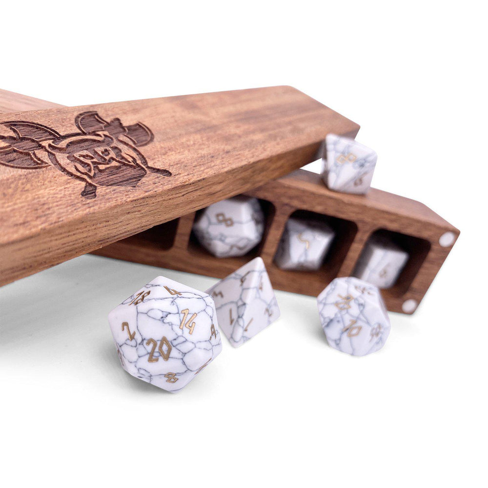 White Howlite - 7 Piece RPG Set Gemstone Dice (Online Only)