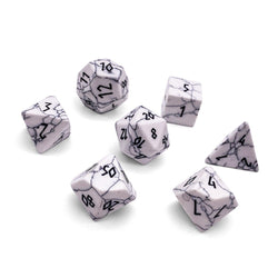 White Howlite - 7 Piece RPG Set Gemstone Dice (Online Only)