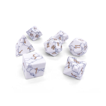White Howlite - 7 Piece RPG Set Gemstone Dice (Online Only)
