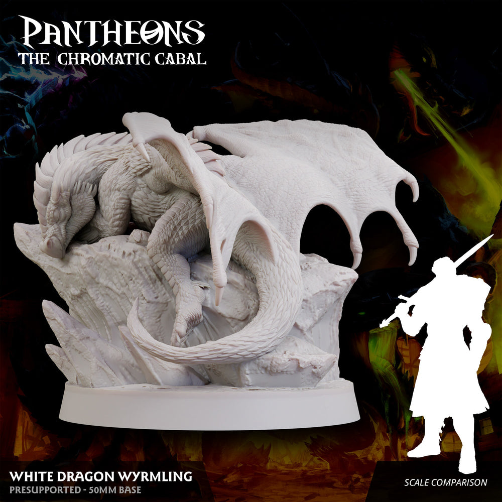 3D Printed Sordane Publishing Wyrmling White Dragon Pantheons - The Chromatic Cabal 28 32mm D&D (Online Only)