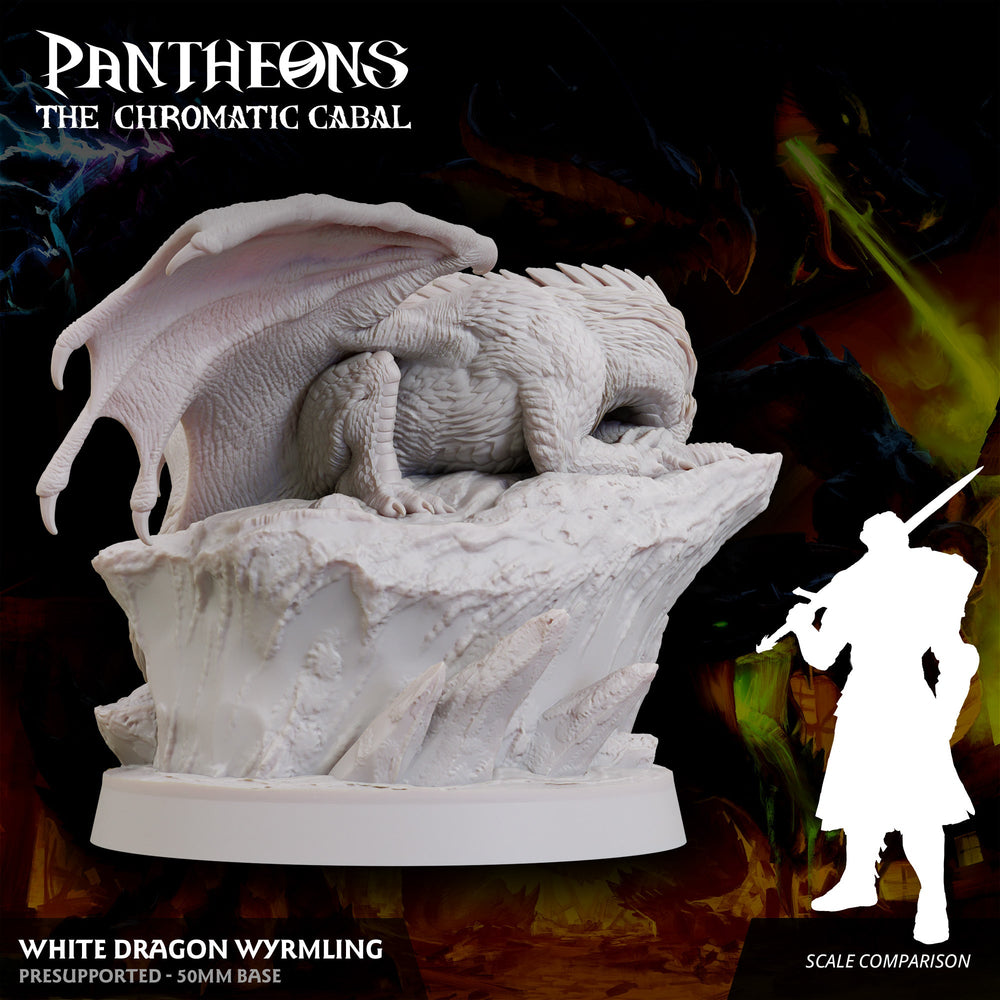 3D Printed Sordane Publishing Wyrmling White Dragon Pantheons - The Chromatic Cabal 28 32mm D&D (Online Only)