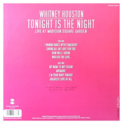 Whitney Houston - Tonight Is the Night: Live At Madison Square Garden [Import] [Vinyl] (ONLINE ORDER ONLY)