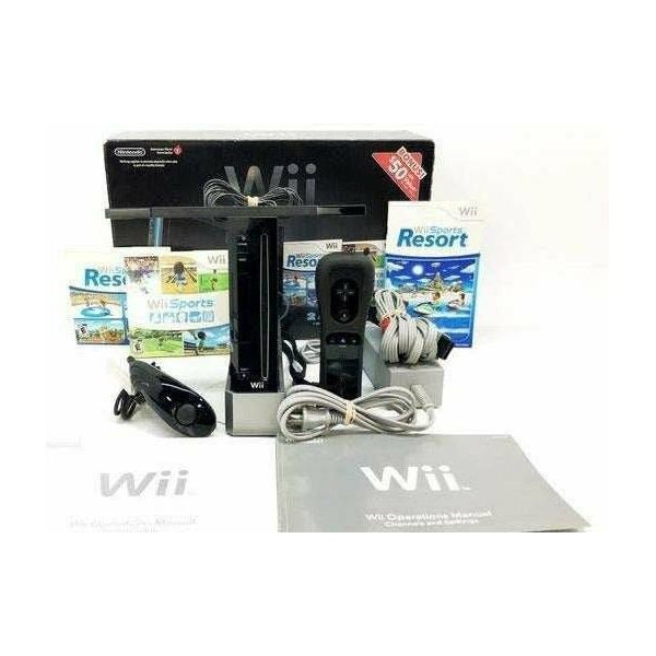 Black Nintendo Wii Console Wii Sports/Sports Resort Combo Original Box (Online Order Only)