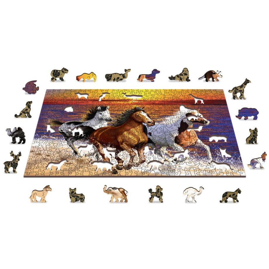 Wild Horses on the Beach 505 Piece Wood Jigsaw Puzzle Wooden City (ONLINE ORDER ONLY)