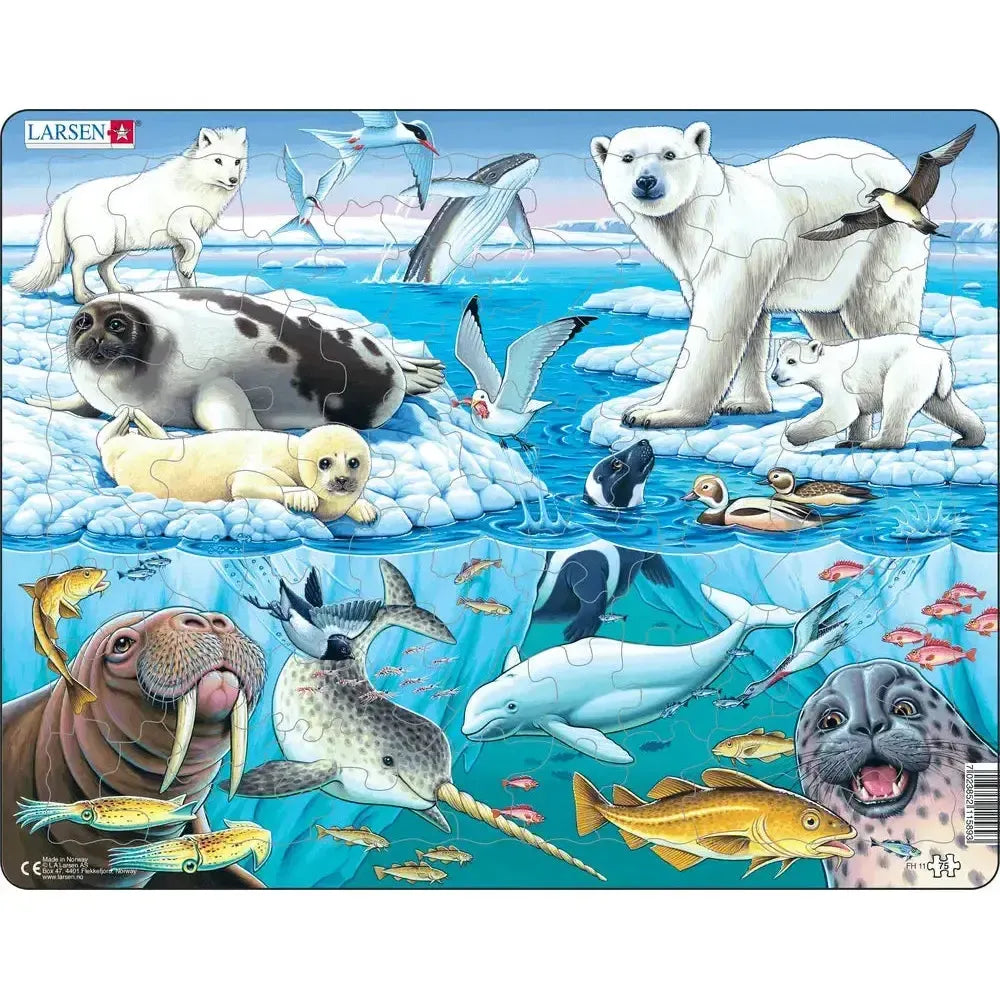 Wildlife On & Around an Arctic Iceberg 75 Piece Tray Jigsaw Puzzle Larsen