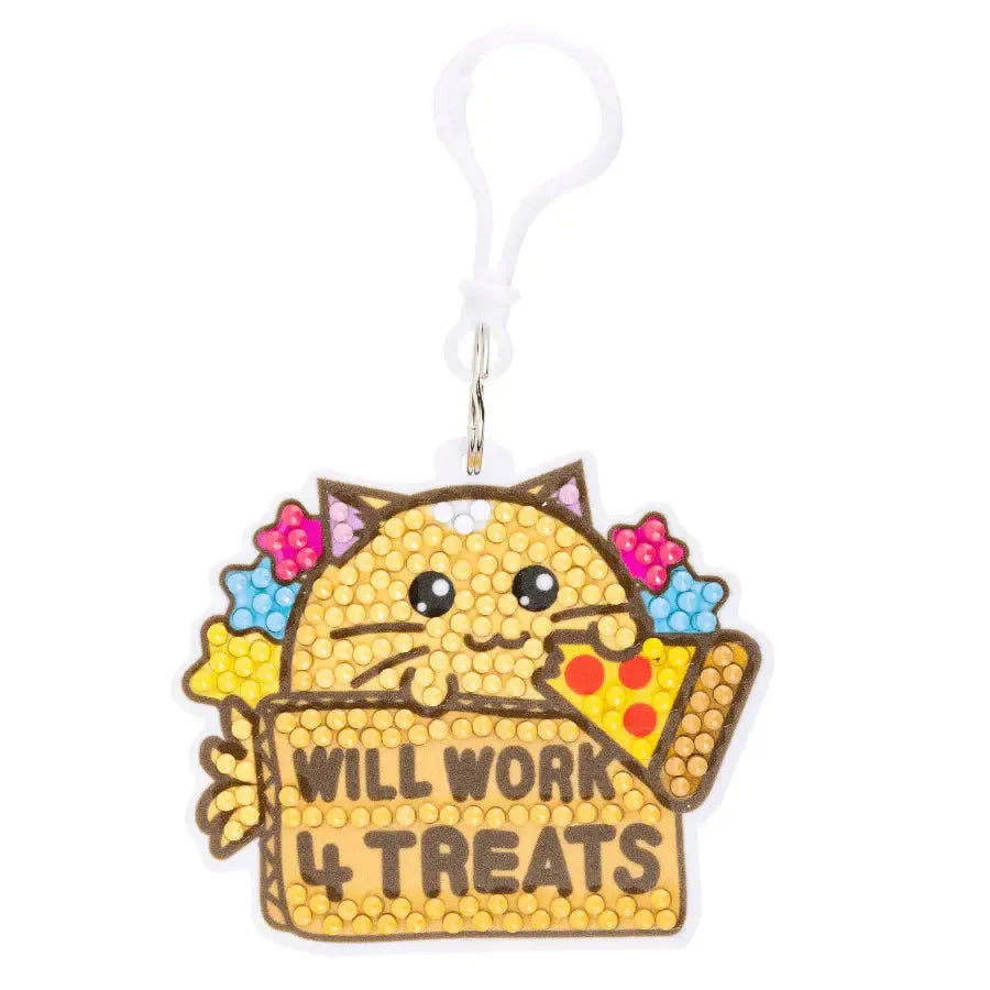 Will Work 4 Treats Whisky Crystal Art Fuzz Balls Bag Charm Kit Craft Buddy