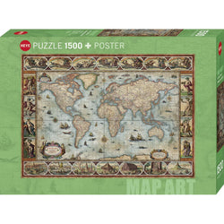 Willem Blaeu World Map Art 1500 Piece Jigsaw Puzzle Heye