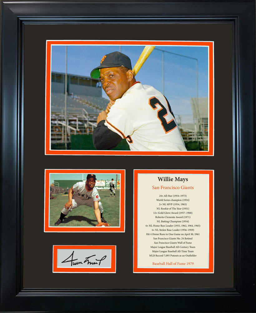 Framed Willie Mays Hall of Fame Facsimile Laser Engraved Signature Auto San Francisco Giants Baseball 11"x14" Photo Sig Collage (ONLINE ORDER ONLY)