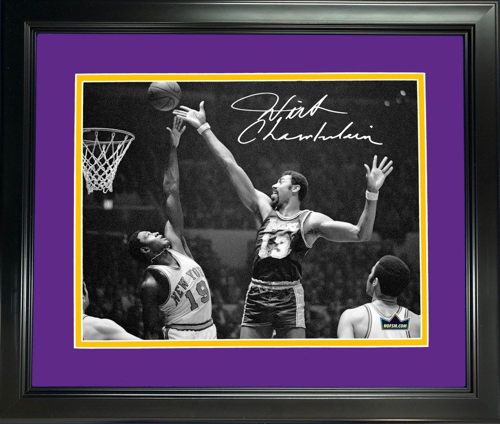 Framed Wilt Chamberlain Facsimile Laser Engraved Signature Auto 11"x14" Basketball Photo HOFSM Holo (ONLINE ORDER ONLY)