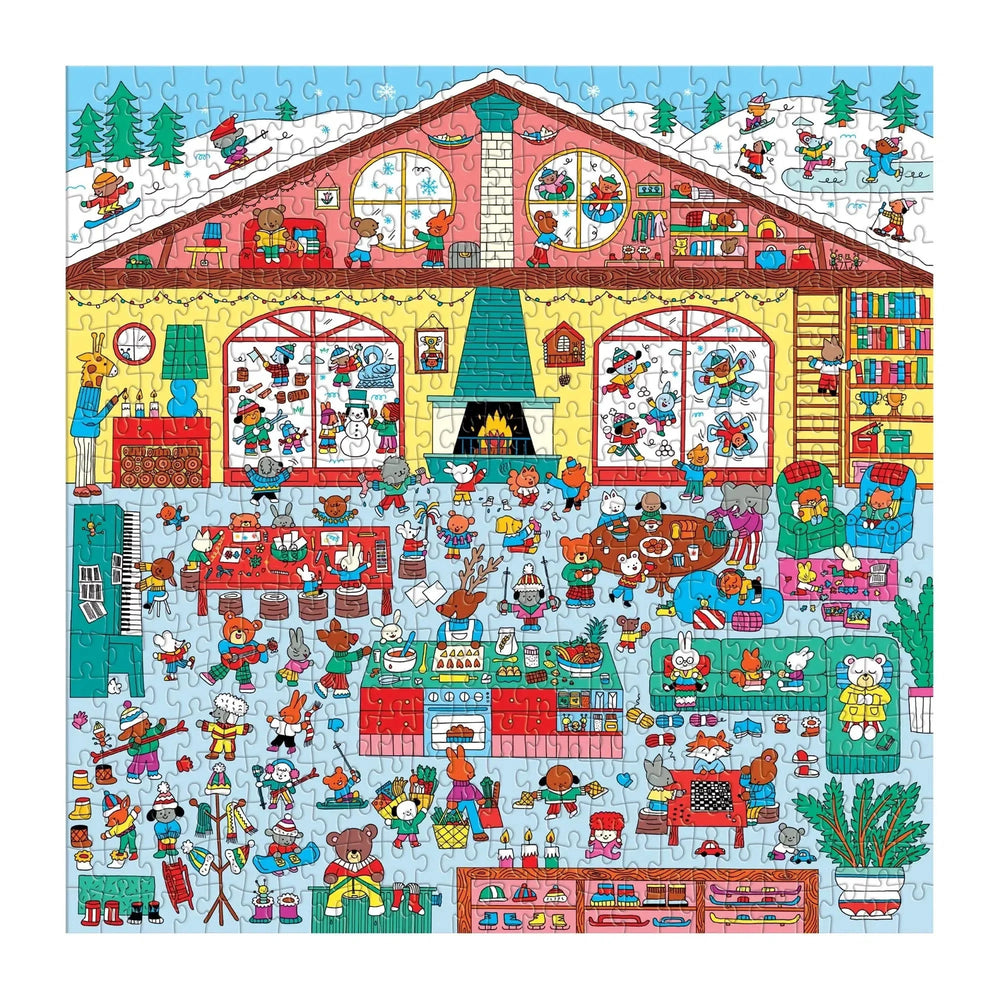 Winter Chalet Search & Find 500 Piece Jigsaw Puzzle Mudpuppy (ONLINE ORDER ONLY)
