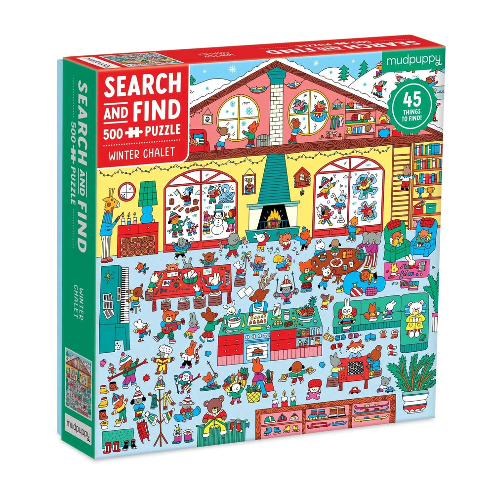 Winter Chalet Search & Find 500 Piece Jigsaw Puzzle Mudpuppy (ONLINE ORDER ONLY)