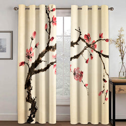 Wintersweet Plum Blossom Curtains Blackout Window Treatments Drapes (Online Order Only)