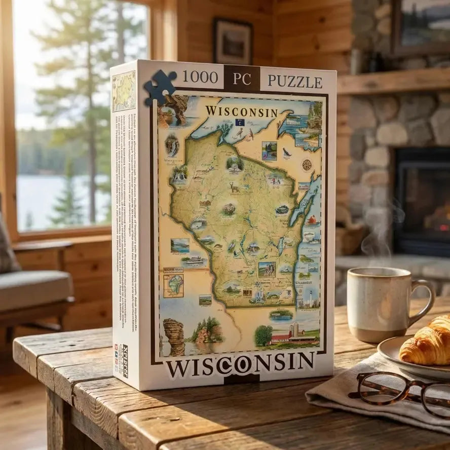 Wisconsin 1000 Piece Jigsaw Puzzle Xplorer Maps (ONLINE ORDER ONLY)