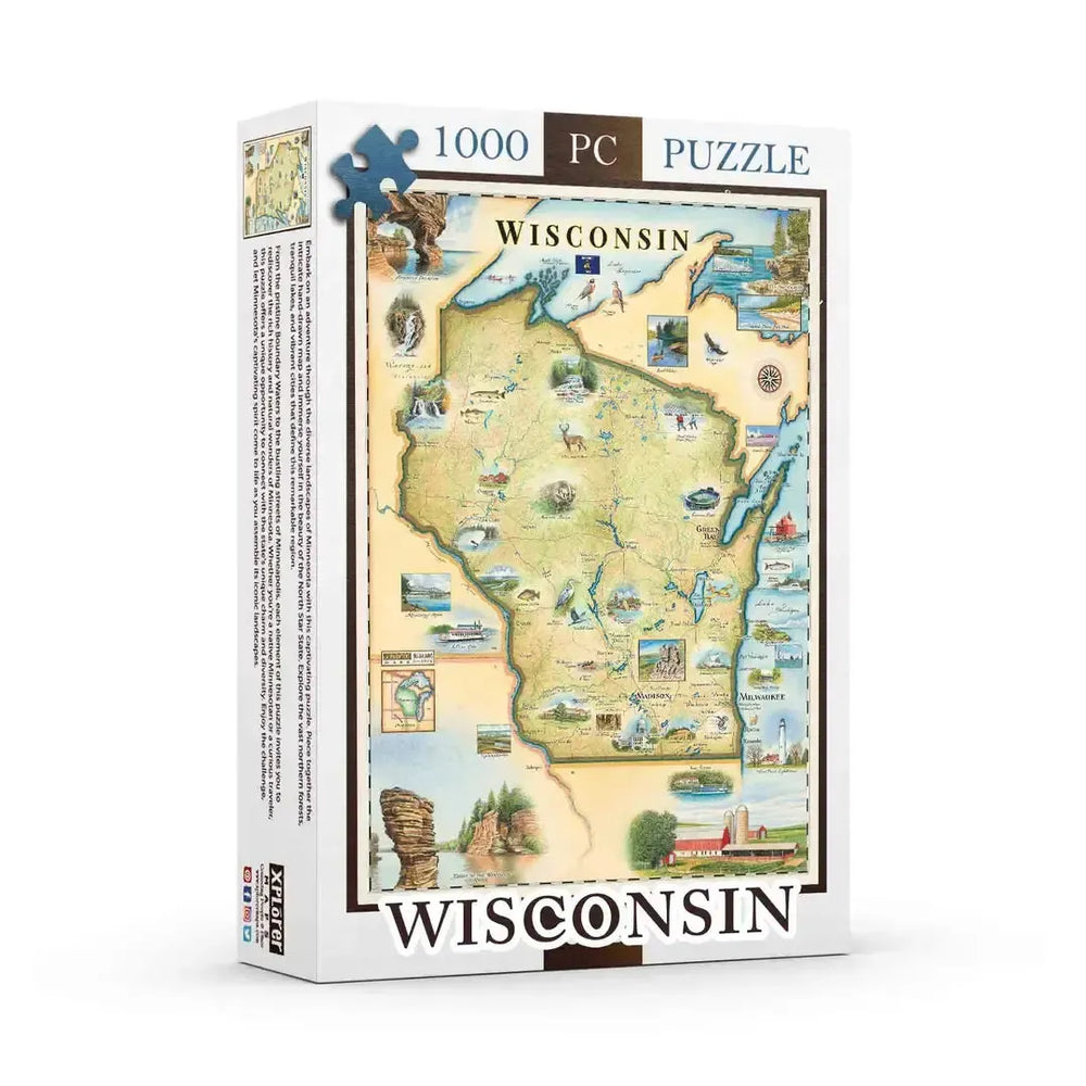 Wisconsin 1000 Piece Jigsaw Puzzle Xplorer Maps (ONLINE ORDER ONLY)