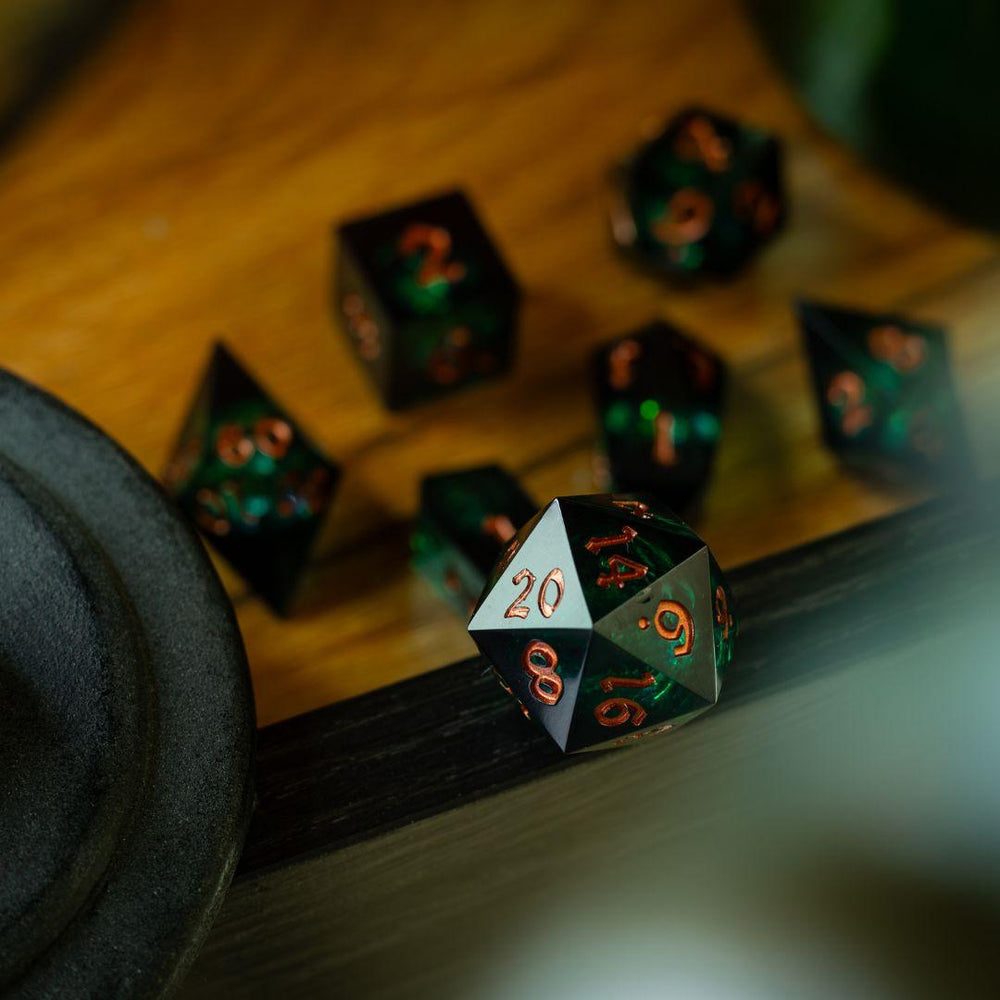 Witchwood Heart Liquid Core DND Dice Set (ONLINE ORDER ONLY)