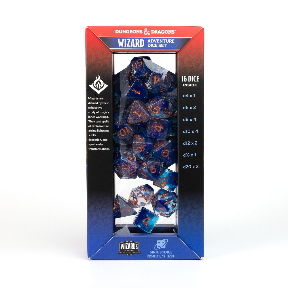 D&D Adventure Dice Set - Wizard Edition | Blue 16pc Collection (ONLINE ORDER ONLY)